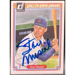 1983 Donruss Stan Musial Autographed Baseball Card Stan the Man Cardinals, MLB